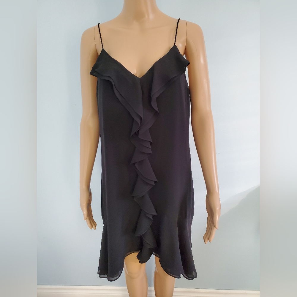 NAKED ZEBRA Black Ruffle Cocktail Dress - Size L